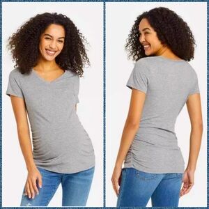 isabel by Ingrid & Isabel XL v-neck gathered maternity tee Grey